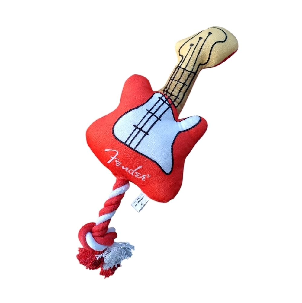 Fender Guitar Squeaky Rope Dog Toy